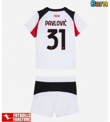 AC Milan Strahinja Pavlovic #31 Bortatröja Barn 2025-26 Kortärmad (+ Korta byxor)